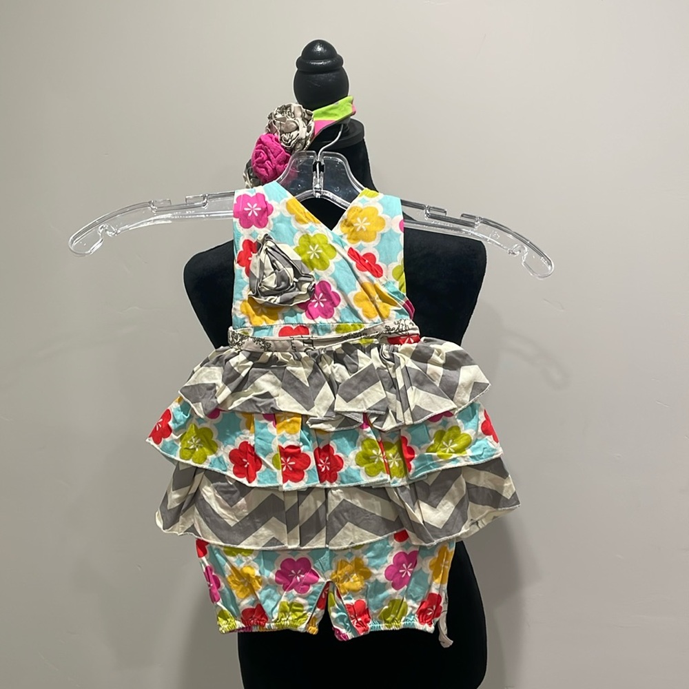 Baby Romper and Matching Headband-Mustard Pie